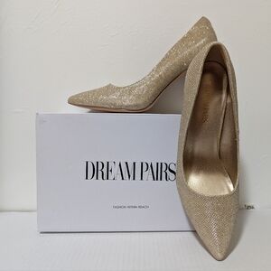 Dream Pairs | Women's 8.5 Nude Glitzy Sparkle High Stilleto Pointy Toe Heels